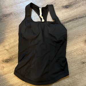 Lululemon Black Tank Top Racerback Mesh Panel Media Pocket Womens